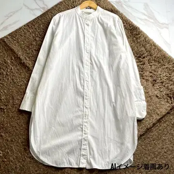 새상품급 18SS 질 샌더 롱 셔츠 원피스 코튼 화이트 36