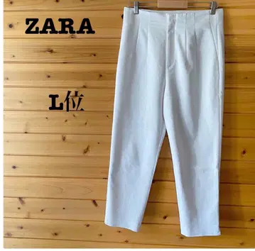 ZARA 테이퍼드 팬츠 더블 크로스 스트레치 팬츠 화이트 L 정도