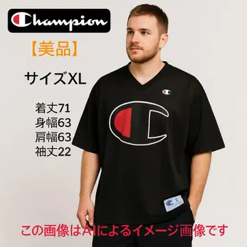 [새상품급] Champion 메쉬 티셔츠 XL 블랙 빅 로고 레어