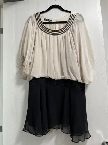 벌룬 슬리브 쉬폰 원피스 실크 결혼식 파티