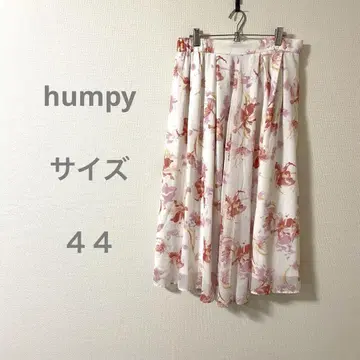 humpy 플레어 스커트 꽃무늬 화이트/핑크 화려하고 루즈한 사이즈
