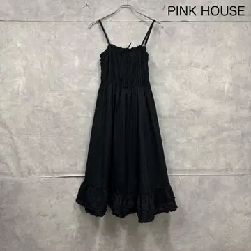 PINK HOUSE 셔링 프릴 캐미 원피스 블랙 N1020
