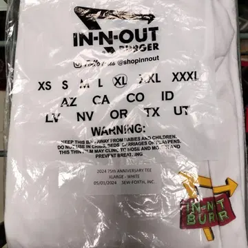 IN-N-OUT BURGER 75주년 ANNIVERSARY TEE XL