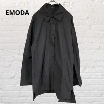 EMODA 에모다 오버 셔츠 튜닉 블라우스 블랙 면100% 무지