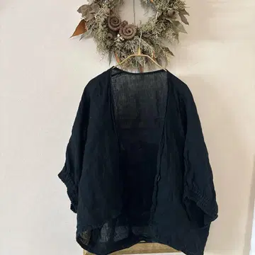 린넨 블랙 가디건 밴딩 소매