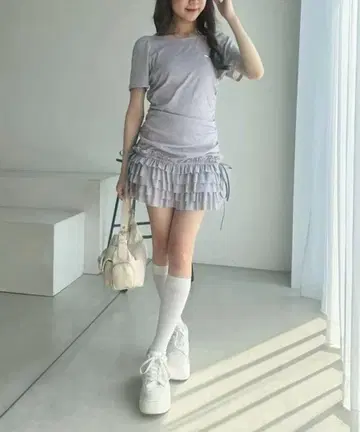 NICE CLAUP 드로스트 컷 미니 원피스