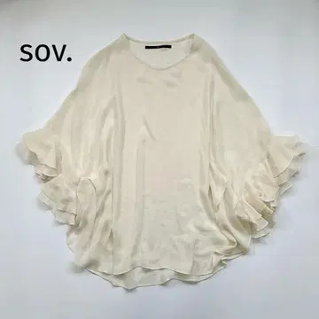 sov. 블라우스 프릴 소매 풀오버 아이보리 F 비침 덥스타