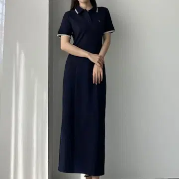 Louere 폴로 원피스 I라인 네이비 XL