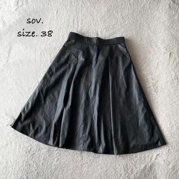 즉시 완판 sov. 더블 스탠다드 인조 가죽 스커트 블랙 38