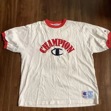 Champion 로고 T셔츠 화이트/레드