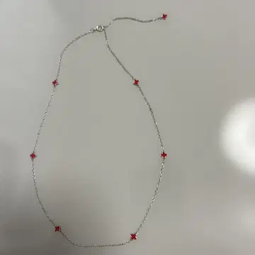 실버 목걸이 빨간색 장식 45cm