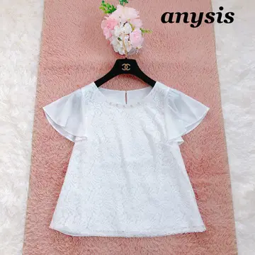 새상품급 anysis 애니시스 비쥬 레이스 쉬폰 블라우스