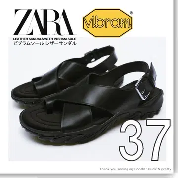 택 포함 새상품 ZARA x Vibram 비브람 밑창 가죽 샌들 37