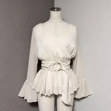 리엔다 카슈쿨 샤이니 페플럼 블라우스 벨트