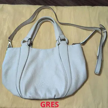 GRES 그레 숄더백 핸드백 2way 가죽 주름 화이트