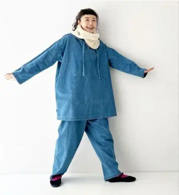 네스트로브 데님 후드 후드티 튜닉