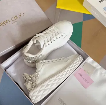 JIMMY CHOO Diamond 나파 가죽 스니커즈 23.5cm