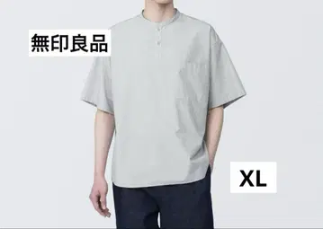 무인양품 밴드 카라 스트라이프 셔츠