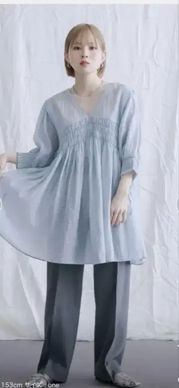 택 포함 새상품 KBF 2WAY 셔링 미니 원피스 BLUE