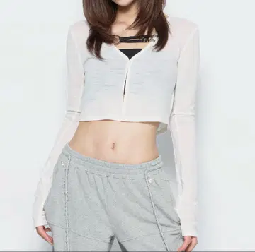 S clip cardigan cropped THEREDTHREAD
