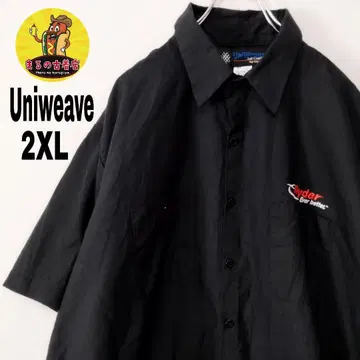USA 구제 의류 Uniweave 반팔 워크 셔츠 2XL 블랙