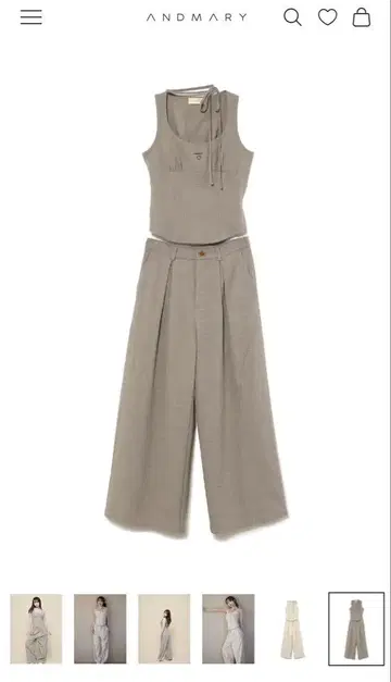andmary Donna 리본 pants set up brown