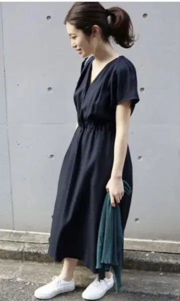IENA x CLASSY. 셔츠 드레이프 원피스 38 사이즈 네이비
