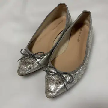 Odette e Odile 실버 발레 슈즈 메탈릭 리본