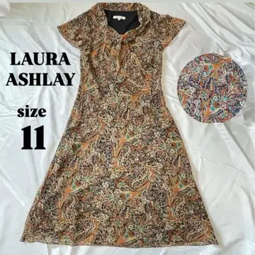 LAURA ASHLAY 원피스 페이즐리 무늬 11 플레어 A라인 보타이