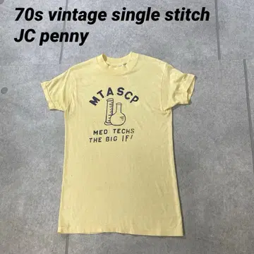 70년대 싱글 스티치 티셔츠 JC PENNY 기업 제품 물나염 피치T M