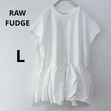 RAW FUDGE [ L ] 슬리브리스 티셔츠 프릴 장식 무지