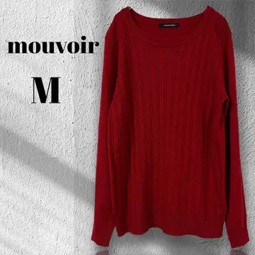 mouvoir 케이블 짜임 니트 M 레드 스웨터 긴팔 M3695