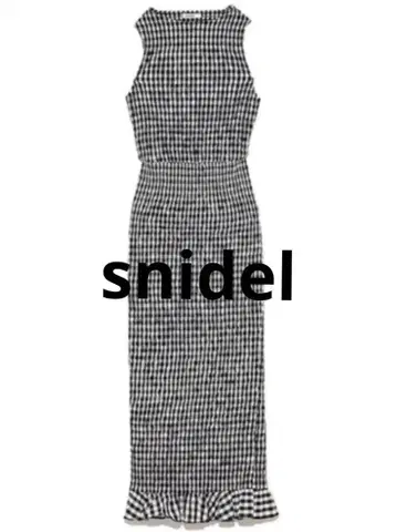 SNIDEL 인기 깅엄 체크 셔링 원피스
