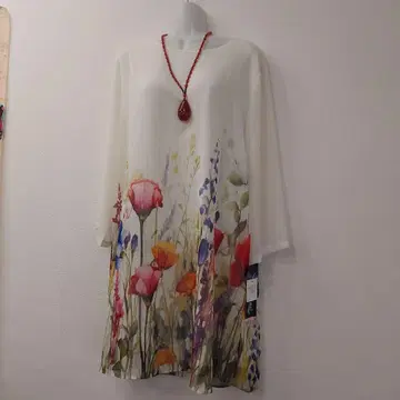 꽃무늬 오부 소매 튜닉
