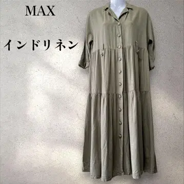 [인기] max 린넨 혼방 겉옷 원피스 티어드 그린