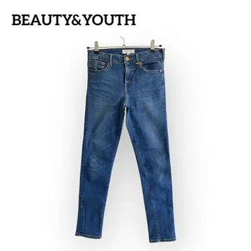 BEAUTY&YOUTH 스키니 데님 [S] 로고 버튼 스트레치 하이웨스트