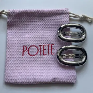 POTETE 포테테 오벌 머리핀 실버 오벌 핀 2개 세트