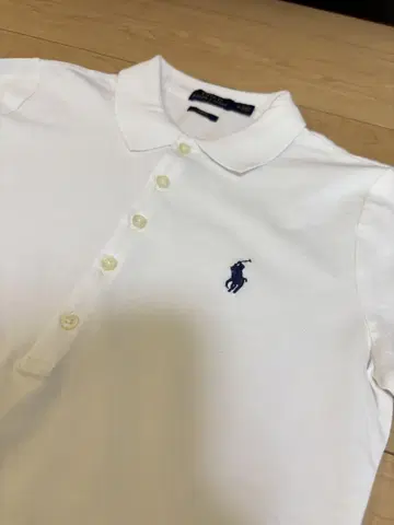 화이트 피케 셔츠 M 사이즈 로고 자수 slim fit