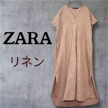 ZARA 자라 린넨 베이지 V넥 롱 원피스 맥시