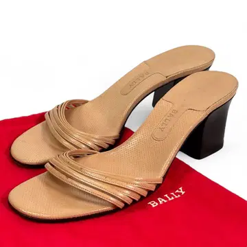 Bally 발리 36 1/2 23.5 가죽 샌들 와이드 힐 베이지