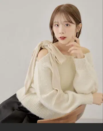 치코 chico 벨로아 리본 원숄 루즈 니트 미사용 새상품