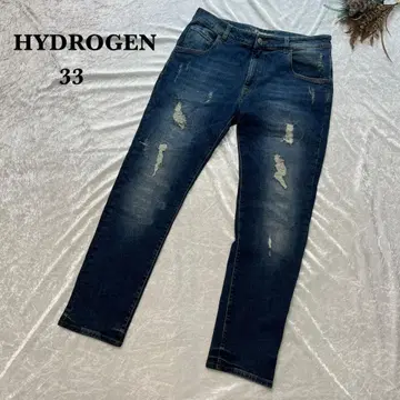하이드로겐 HYDROGEN 데미지 가공 청바지 33 데님 팬츠