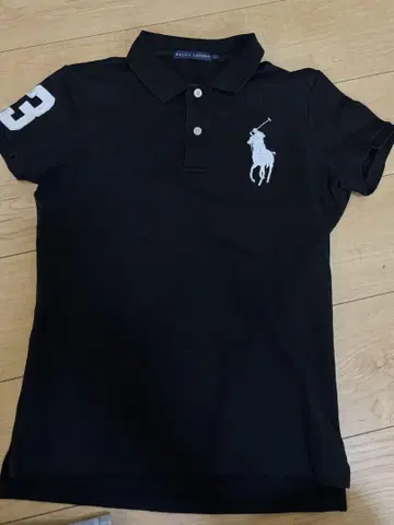 랄프 로렌 블랙 피케 셔츠 말 자수 번호 3 빅 포니