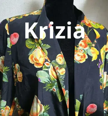 Krizia 실크 100% 꽃무늬 노카라 재킷