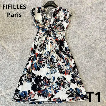 FIFILLES 꽃무늬 원피스 반팔 무릎 기장 올 패턴 화려함