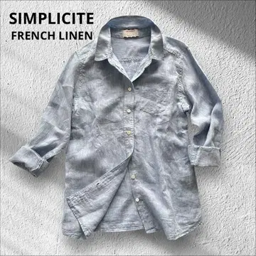SIMPLICITE 심플리시떼 프렌치 린넨 셔츠 린넨 스카이블루 블루