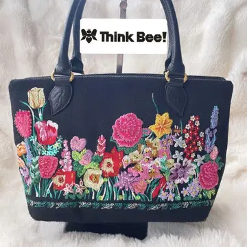 Think Bee! 씽크비 토트백 꽃무늬 비쥬 자수 블랙