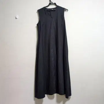 MUJI 프렌치 린넨 워싱 슬리브리스 원피스 여성 L 블랙