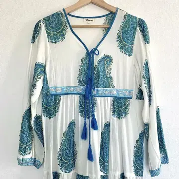 블록 프린트 맥시 원피스 보태니컬 무늬