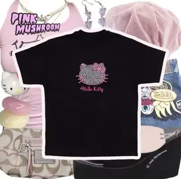 최저가! Hello Kitty 스톤 장식 티셔츠 사이즈 S